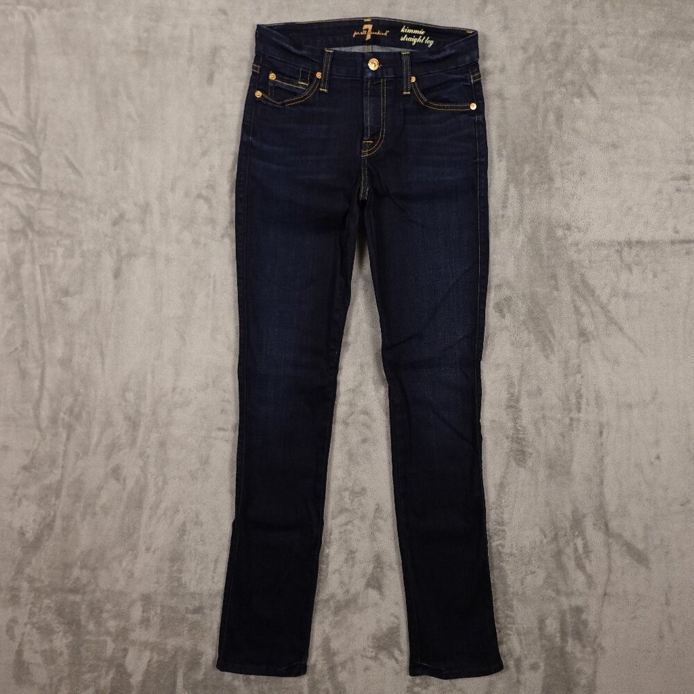 7 For all Mankind jeans Kimmie straight leg women's 26 tall‎ blue denim mid rise